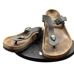 Birkenstock Gizeh Sandals Shoes Womens 40 Leather Cork Footbed Comfort